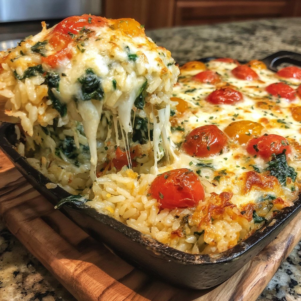 Spinach Tomato Rice Bake