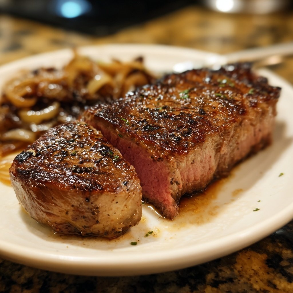 Steak with Balsamic Shallots