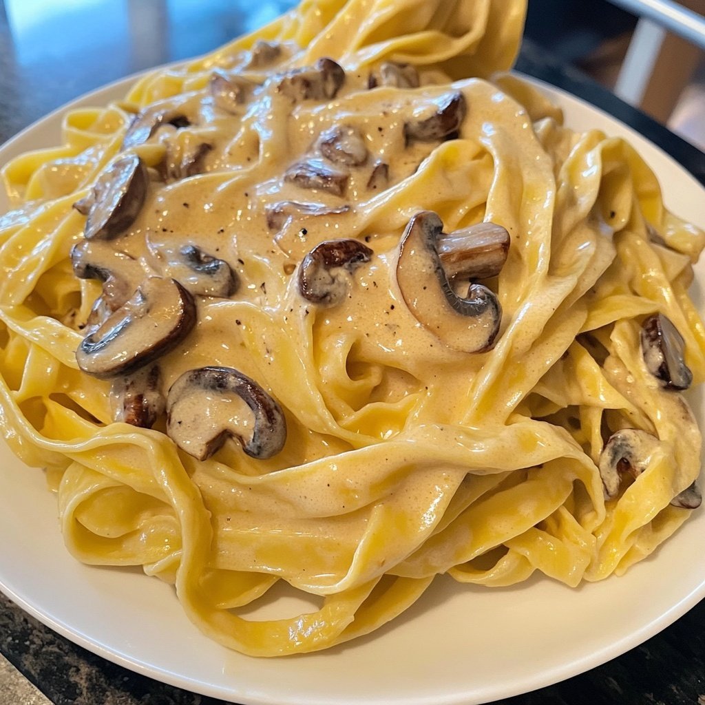 Romantic Creamy Mushroom Tagliatelle