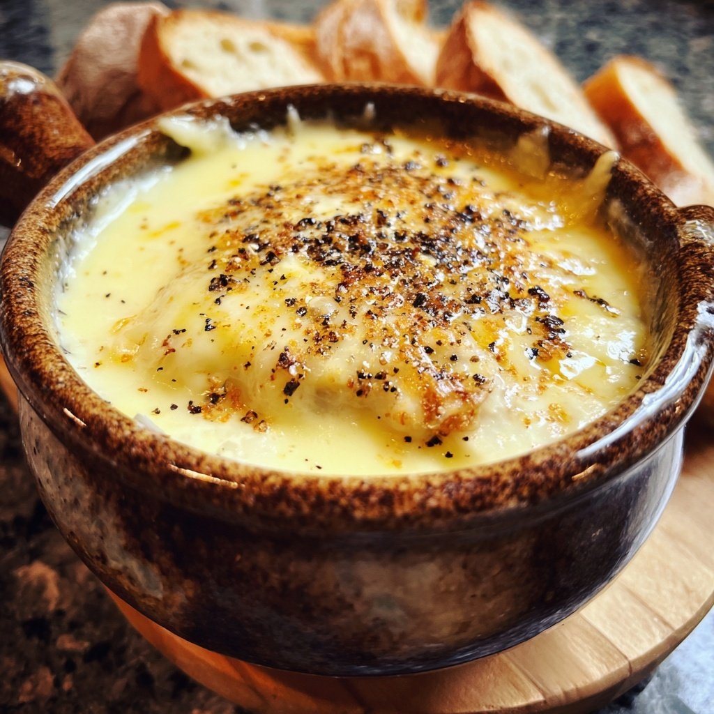 Fondue with White Cheddar and Cracked Pepper