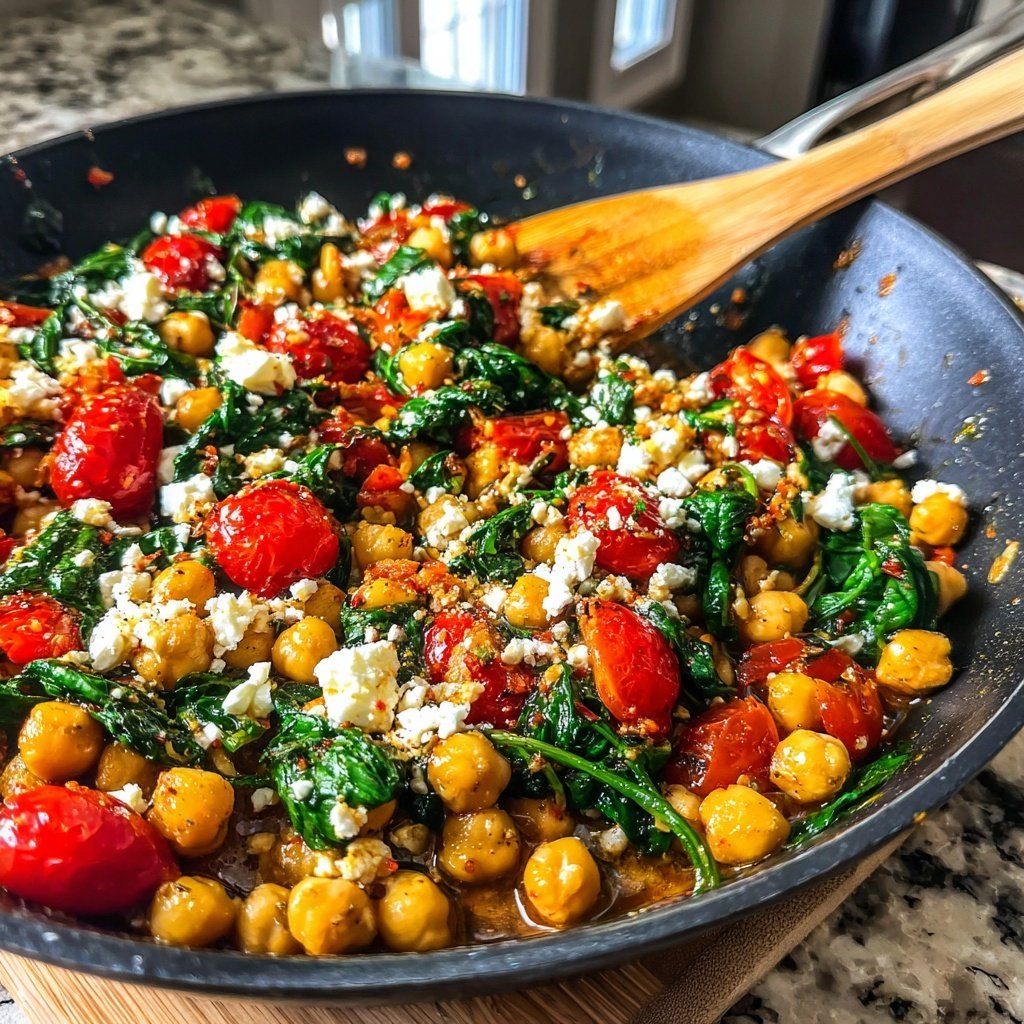Healthy Dinner Mediterranean Chickpea Skillet