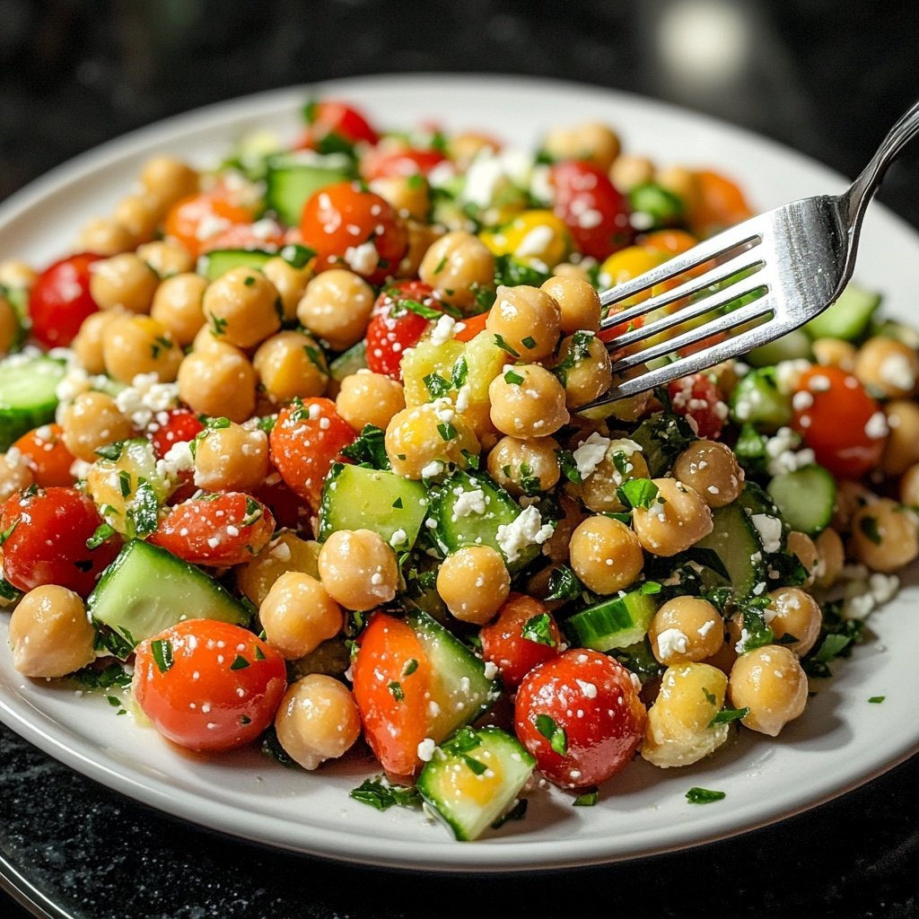 Healthy Mediterranean Chickpea Salad Lunch