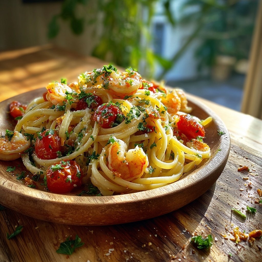Mediterranean Lemon Shrimp Pasta