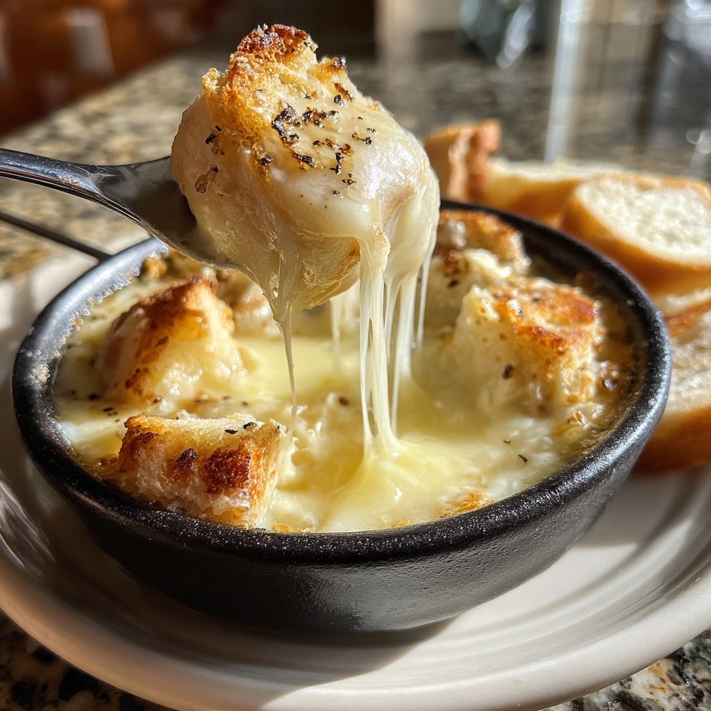 Fondue with White Cheddar and Garlic