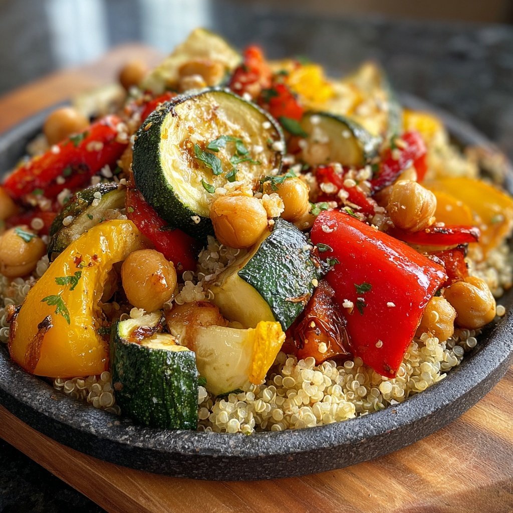 Healthy Dinner Roasted Veggie Quinoa Plate